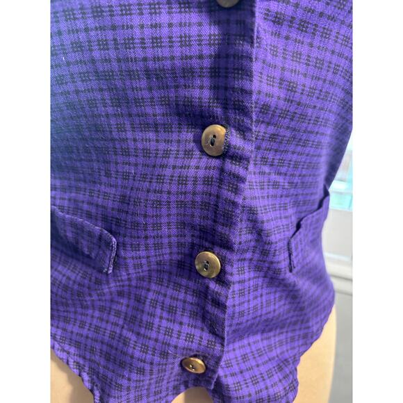Chili Pepper True Vintage Vest Sz. SM - Checker, 90s, Purple Plaid, Twee - Picture 3 of 4